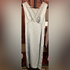 Elegant Blue Lace Trim Dress